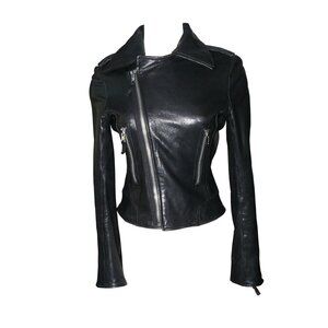 TRUE RELIGION BLACK LAMB LEATHER MOTO JACKET BUTTERY SOFT SZ SMALL GREAT COND